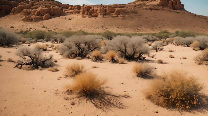 干涸土地沙漠中的植被