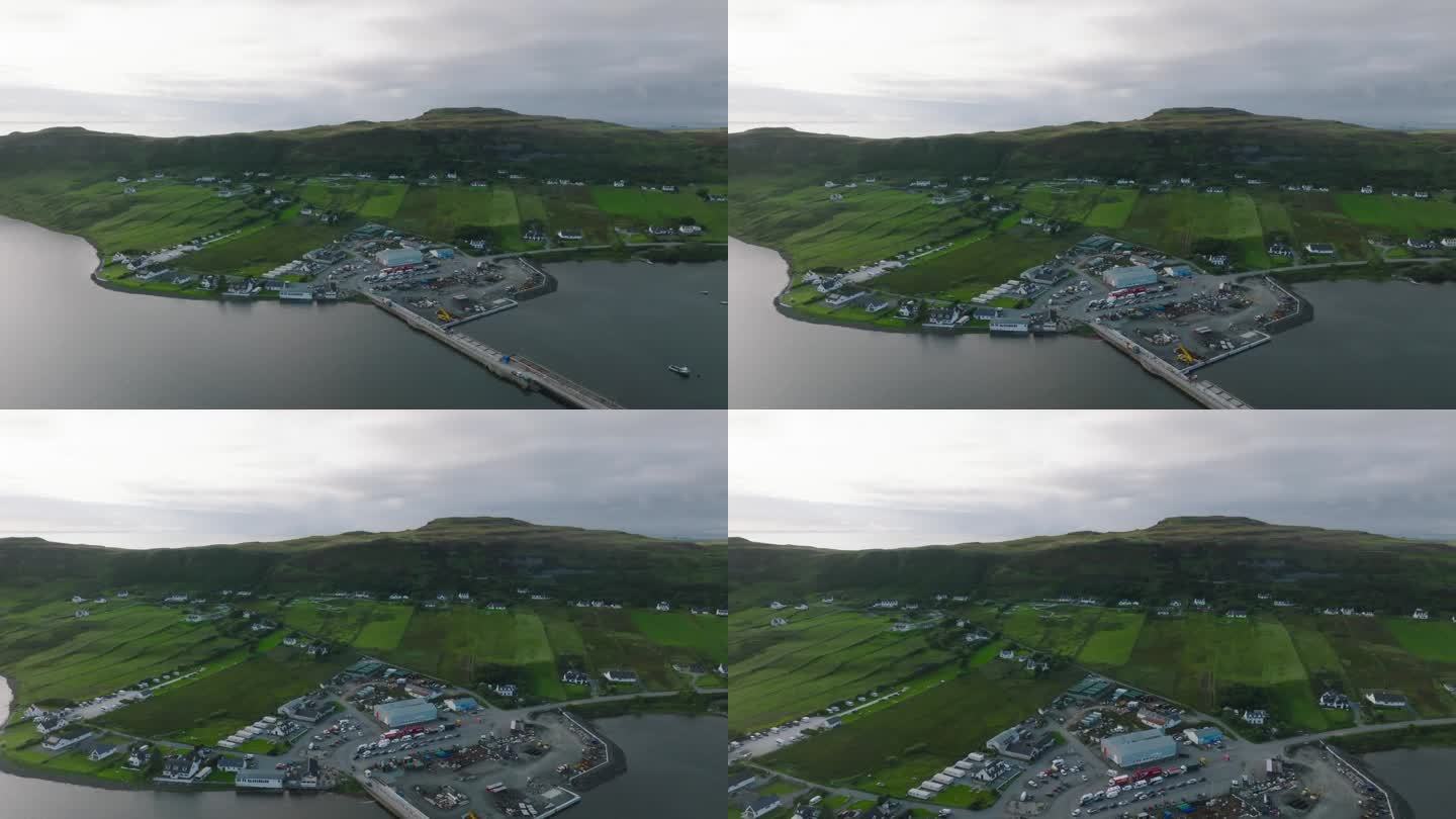 苏格兰斯凯岛威格村海湾的无人机视图