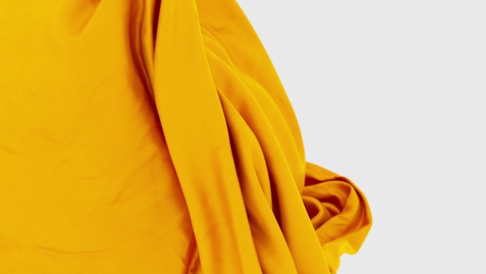 三维渲染抽象柔嫩的金色丝绸面料，奢华的波浪缎面料。