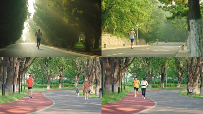清晨跑步 公园跑步
