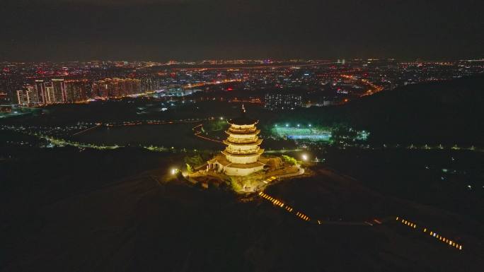 泉州地标石狮市地标石狮夜景姑嫂塔夜景