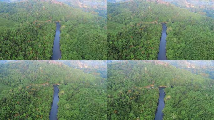 婆罗洲加里曼丹河和野生动物保护区鸟瞰图