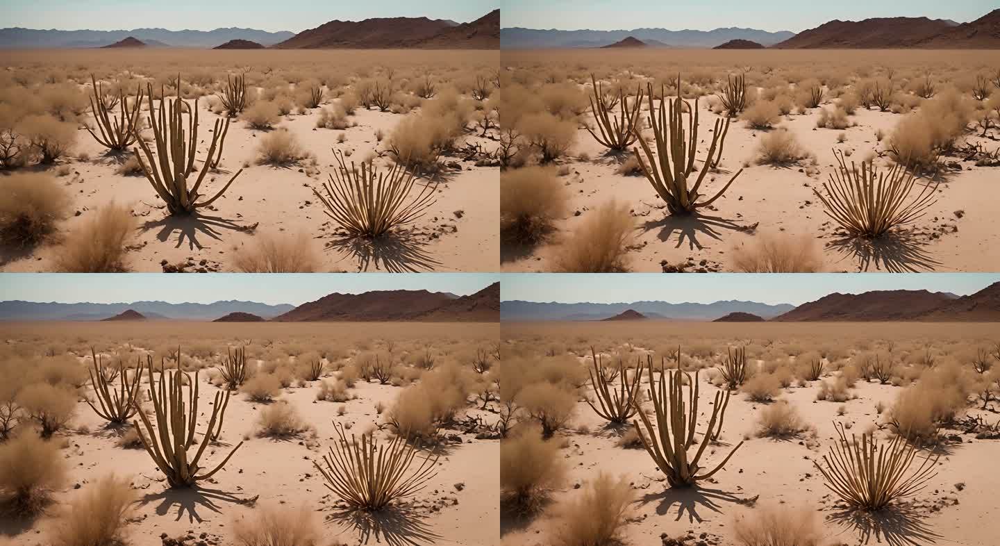干涸土地沙漠中的植被