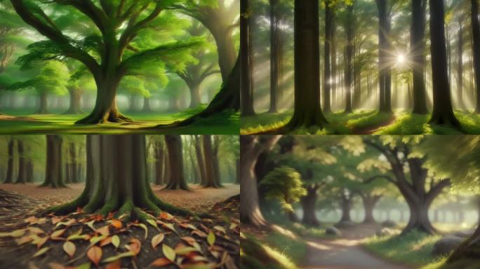 森林 植树节 树林 大自然 手绘 动画