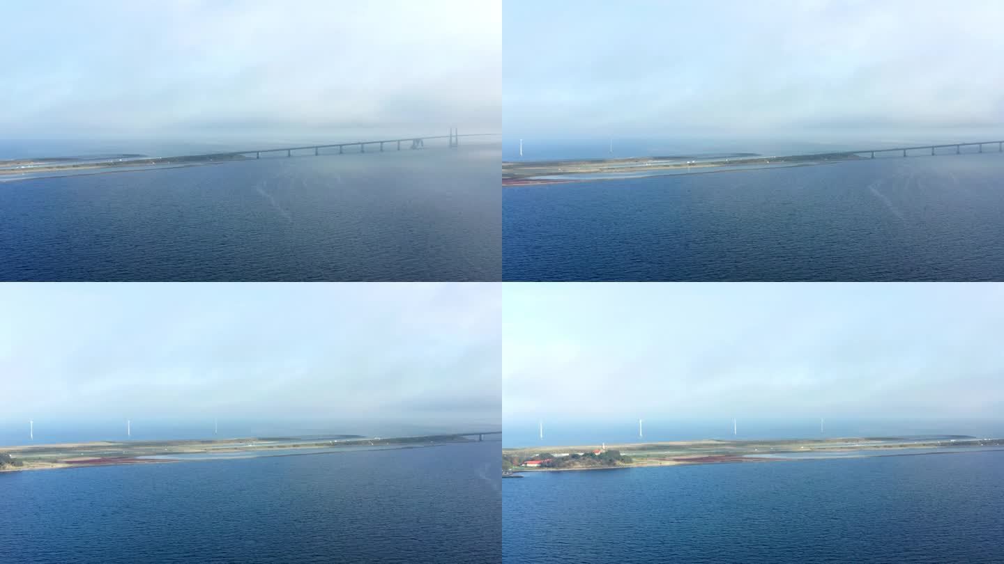 大带桥到岛上的无人机全景