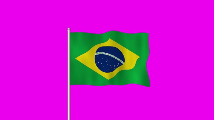 在紫色屏幕上飘扬的巴西国旗