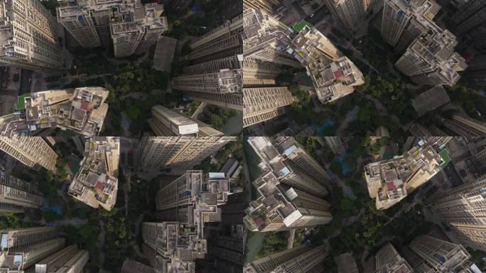 高角度拍摄城市住宅小区高密度成都橡树林