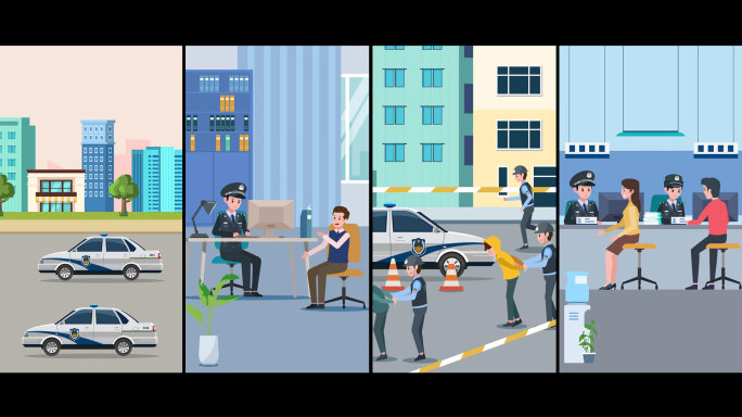 四款竖屏MG动画警察工作场景