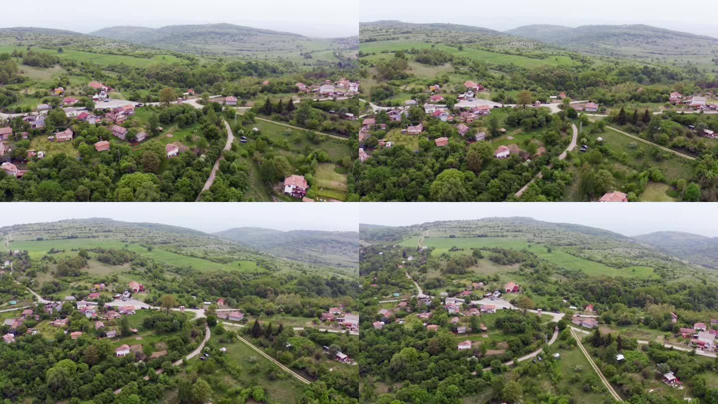 无人机拍摄的Tsarichina Hole村，也被称为51区，以保加利亚的一些超自然现象而闻名。