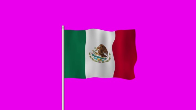 墨西哥国旗在紫色的屏幕上飘扬
