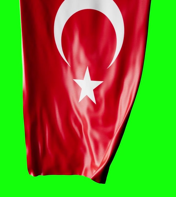 土耳其国旗卷成圆柱形，在旋转时展开并起伏