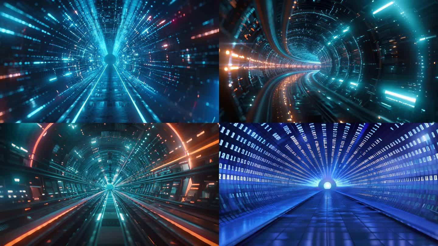 时空隧道穿梭科技蓝色发光