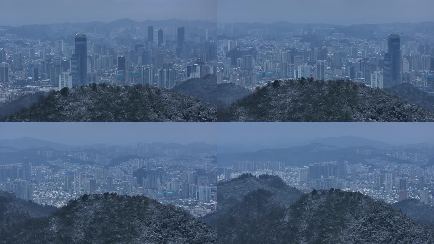 黔灵山公园山顶贵阳城雪景