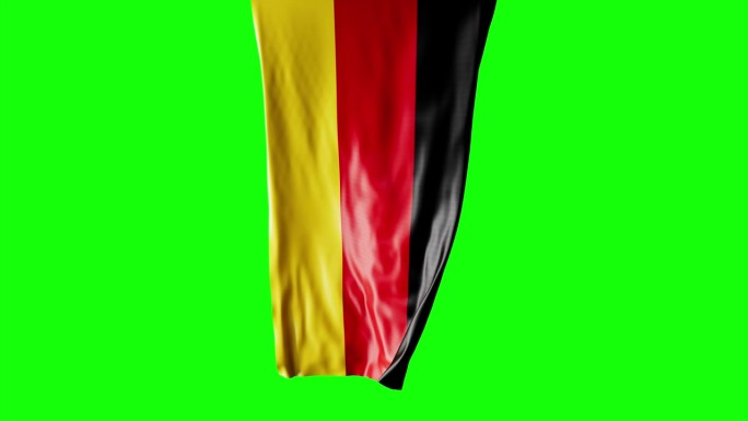 德国国旗卷成圆柱形，旋转时展开并起伏