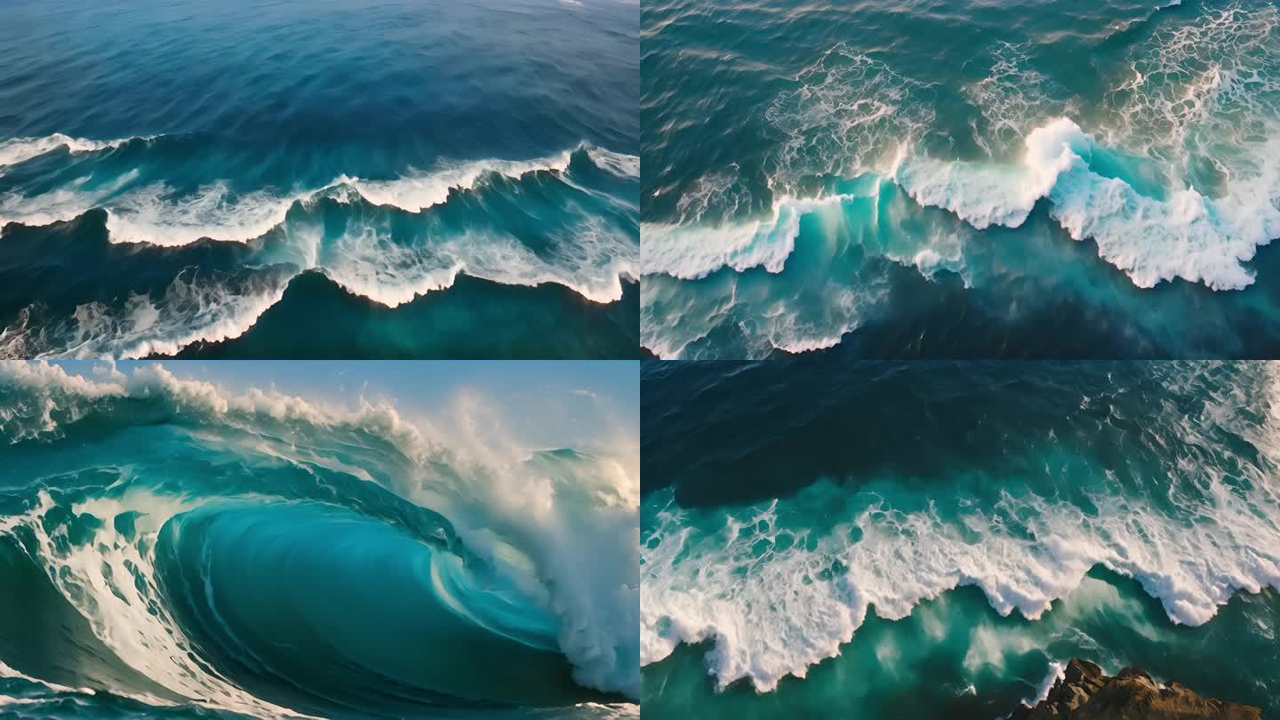 高清怒海狂潮海浪汹涌的海浪慢镜头特写