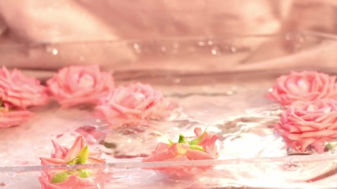 玫瑰落入水中，花瓣在水花中展开。它象征着新的开始和情感的觉醒。