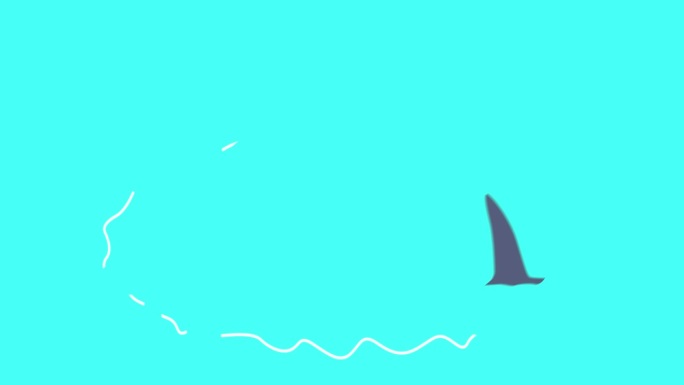 一个简单的卡通动画，一只鲨鱼在蓝色的屏幕上做一个圈。