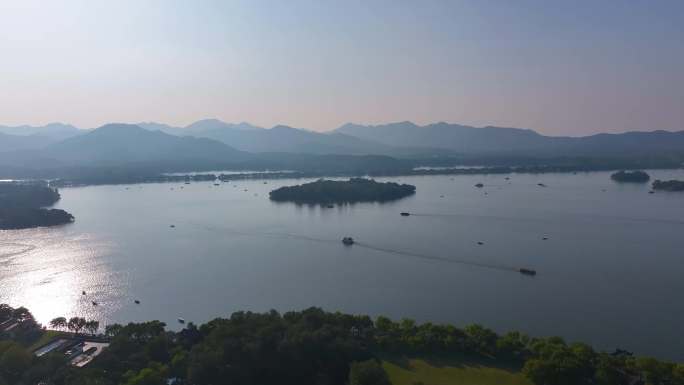 浙江杭州西湖景区美景航拍旅游风景大自然风