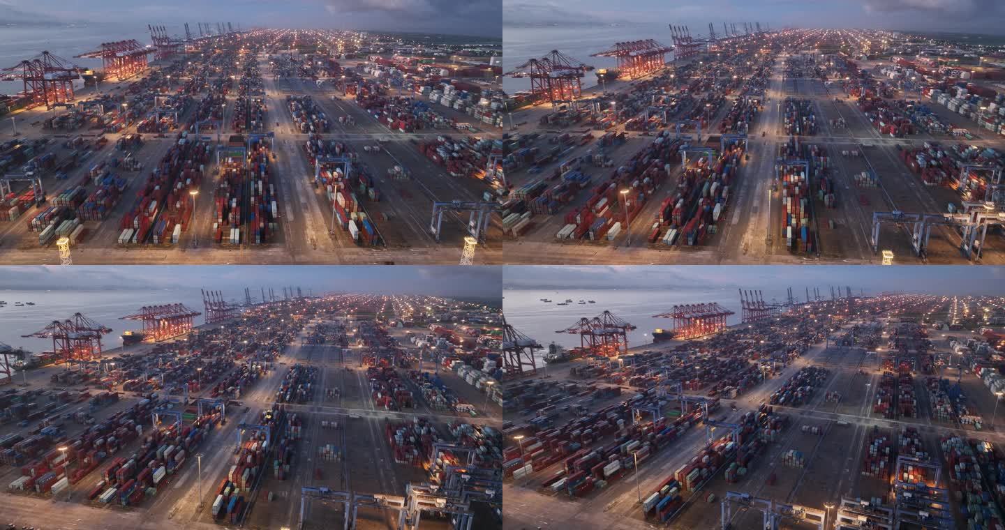 广州港南沙港装货自动化无人码头航拍4k拍