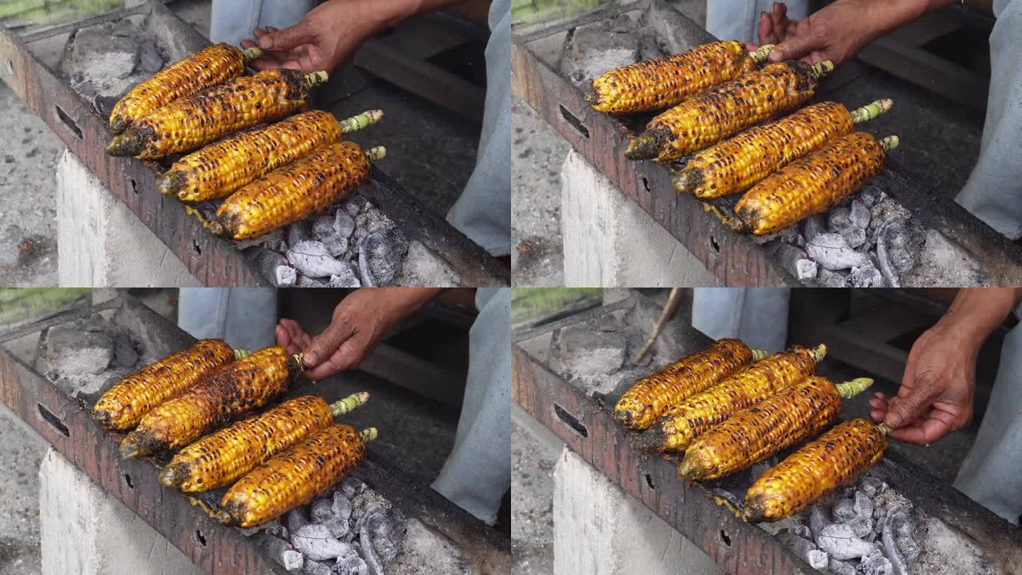 Grilled sweet corn ready to be eaten