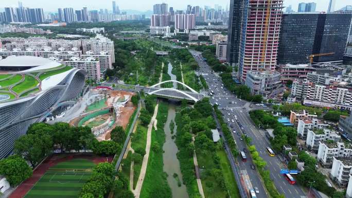 深圳 西丽 大沙河 留仙洞 文体中心航拍