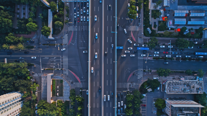 城市道路俯拍4K