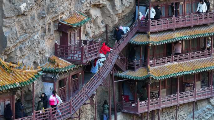 悬空寺大同宣传片素材山西文旅片头悬崖寺庙