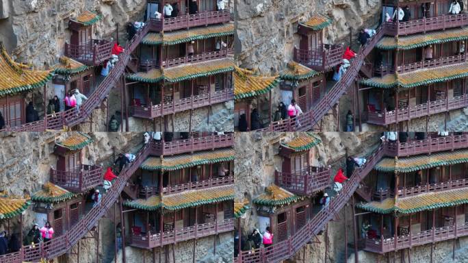 悬空寺大同宣传片素材山西文旅片头悬崖寺庙