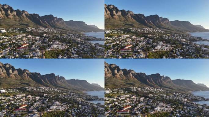 南非开普敦和坎普斯湾上空的十二使徒航拍图