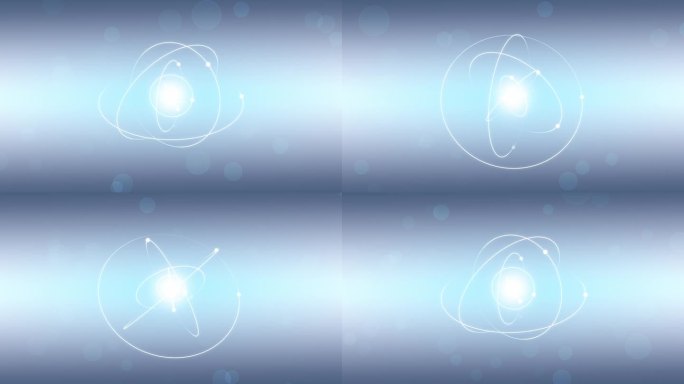 浅蓝色背景上的原子粒子结构