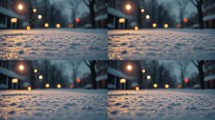白雪雪地冬天雪景光斑意境氛围梦幻背景3