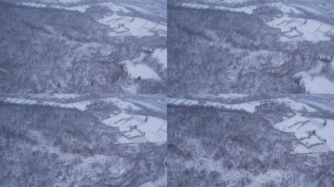 山坡农田雪景航拍