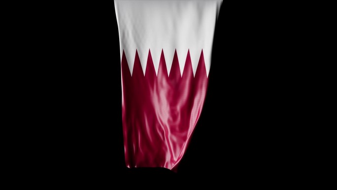 卡塔尔国旗卷成圆柱形，在旋转时展开并起伏