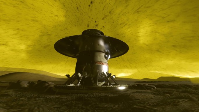 3D动画显示金星9号太空探测器降落在金星上