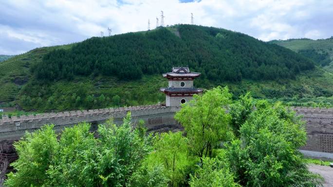 宁夏固原箫关城墙航拍震撼夏天夏季风光集