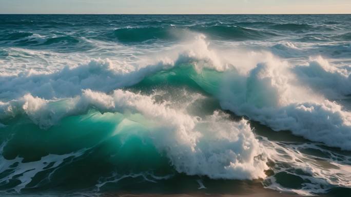 高清怒海狂潮海浪汹涌的海浪慢镜头特写