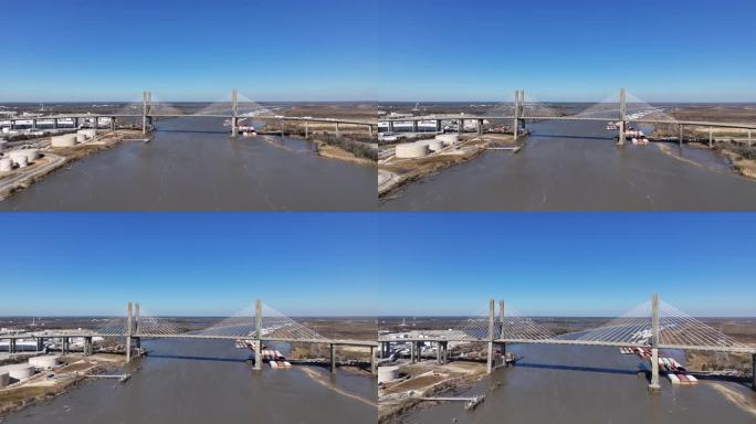 阿拉巴马州莫比尔河上科克伦堤道的无人机视图