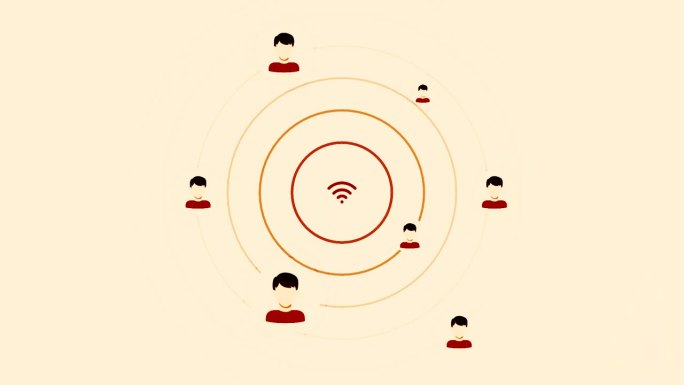 摘要wifi图标在人的图标中传播信号。运动。互联网和通信的概念