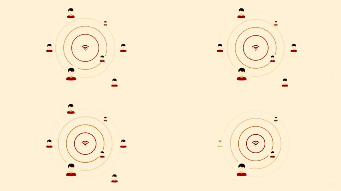 摘要wifi图标在人的图标中传播信号。运动。互联网和通信的概念