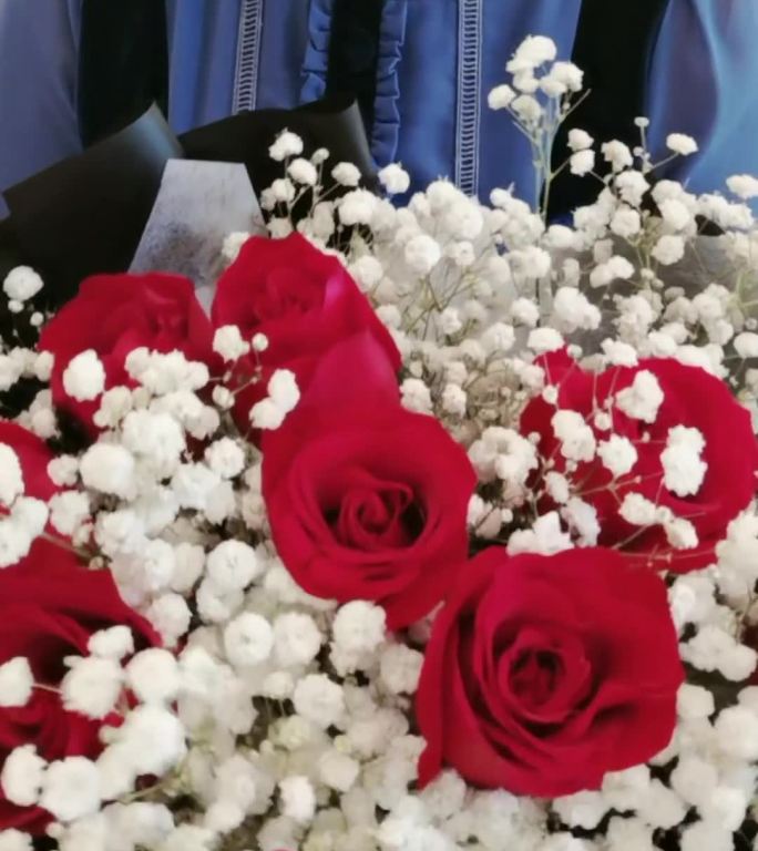 三八妇女节女神节节日女孩手拿玫瑰花视频