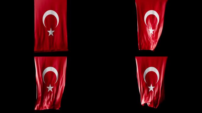 土耳其国旗卷成圆柱形，在旋转时展开并起伏