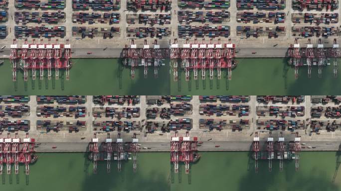 广州港南沙港装货自动化无人码头航拍4k拍