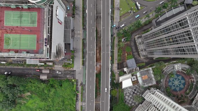 白天雅加达市区交通街道道路立交桥空中俯瞰全景4k印尼