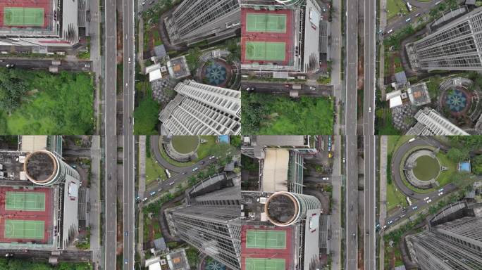 白天雅加达市区交通街道道路立交桥空中俯瞰全景4k印尼