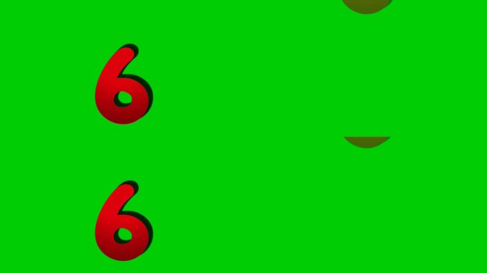 绿色屏幕背景上的6个符号符号动画动画，下拉卡通数字视频数字为视频元素
