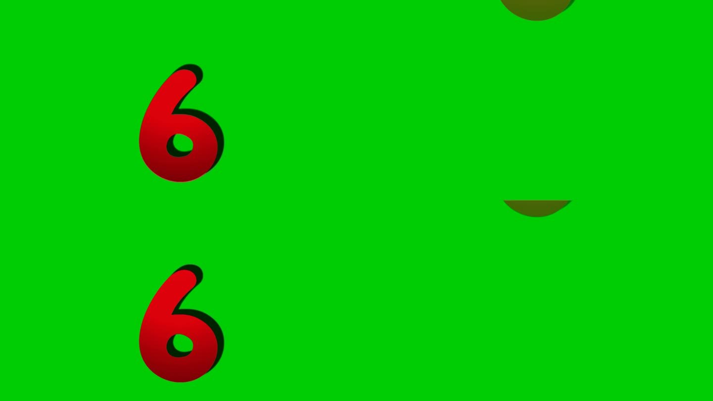 绿色屏幕背景上的6个符号符号动画动画，下拉卡通数字视频数字为视频元素