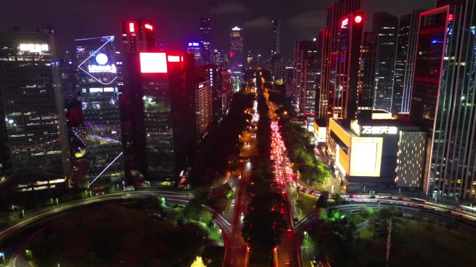 深圳 深南大道 大冲 大沙河 夜景 航拍