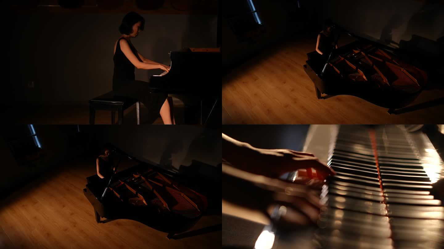 唯美慢动作弹钢琴情绪形象片