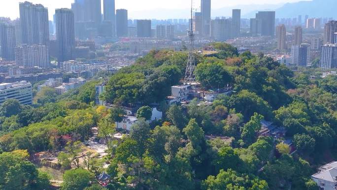 乌山历史风貌区风景区航拍福州鼓楼区乌山路