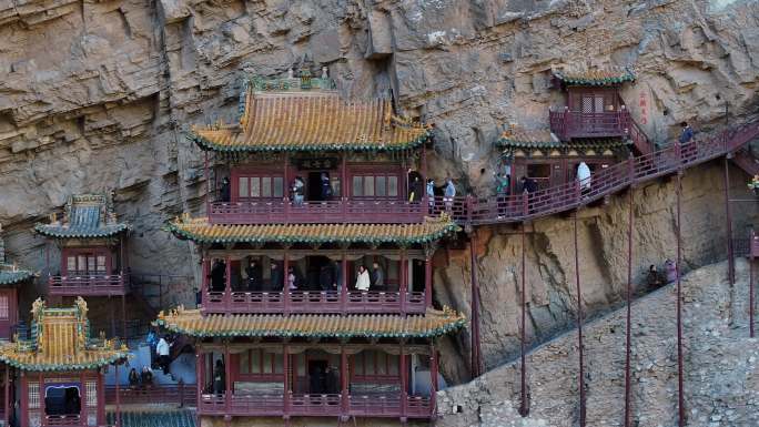 悬空寺大同宣传片素材山西文旅片头悬崖寺庙